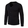 Herrtröjor 2023 Spring Autumn Knit Pure Color Sweater Men Trend V-Neck Loose Warm Cardigan Outerwear