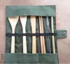 Trävariset Set Bambu Soup Knife Catering Cutlery Set With tygpåse Kök Köksverktygsredskap 30st Trävaror Set Bamboo