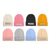 Party Hats Winter Mama Letter Mini Wool Acrylic Knitted Caps Women Solid Color Skullies Beanies Hip Hop Outdoor Warm for Girl Gift Ski Hat Q401