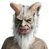 Masques de fête Elégant Cornu Diable Adulte Latex Krampus Masque Halloween Adulte Costume Accessoire Mal Effrayant Bête L230803