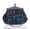 Sacs de soirée bleu marine dames perlées paillettes sac de mariage pochette sac à main mariée fête maquillage sac à main 03162-G