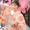 Etniska kläder japanska kimono kvinnor sexiga yukata med obi nyhet traditionell cosplay dräkt satin blommig mantel en storlek