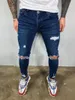 Herr jeans elastiska midja mager män svart casual streetwear jogger byxor mens high street smal fit man mode denim byxor