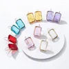 Dangle Earrings Trendy Geometric Square Pendant Hanging Earring For Women Red Transparent Resin Drop Wedding Party Christmas Jewelry