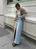 Skirts Fashion Women Split Denim Skirt Casual Blue All Match High Waist Maxi 2023 Spring Summer Chic Vintage Streetwear Clothing