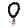 Charm Bracelets Anime Bleach Mask Bracelet With Natural Black Lava Rock Kurosaki Stone 10MM Beads Beaded Men Jewelry HC12439