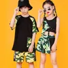 Abbigliamento da palcoscenico Bambini Costume da danza jazz Camouflage Street Hip Hop Abiti da ballo Ragazzi Ragazze Abbigliamento da spettacolo per tamburi Sport DNV15106