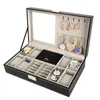 Caixas de relógio Caixa preta de armazenamento 8 gaveta de exibição de joias masculinas com fechadura Caixa de relógio organizador Slots Bandeja de anéis com trava