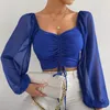 Женская футболка Summer vneck Женская футболка с длинным рукавом шнурок