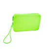 10pcs Cosmetic Bags Women Silicone Plain Large Capacity Square Phone Wash Storage Bag Mix Color