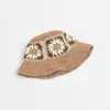 Chapeaux à large bord fleur mignon fille chapeau de soleil disquette été pour femmes plage Panama paille dôme seau à la main Femme casquette