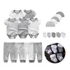 Ensembles de vêtements 15 24 pièces né bébé barboteuses pantalons mitaines chapeaux chaussettes ensemble 100 coton imprimé unisexe fille garçon vêtements 230802