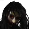 Party Masks Horror Mask Halloween Scary Black Long Hair Ghost Headgear Haunted House Tricky Props Terror Party Costume Dress Up L230803