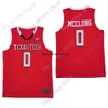 2021 Nuove maglie NCAA Texas Tech 0 Mac McClung College Maglia da basket Taglia rossa Gioventù adulto Tutte cucite Embr