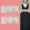 Andra modetillbehör Kvinnor Runway Pearl Streatch Cummerbunds Kvinnlig midja Big Dress Midjeband Elastiska bälten för Women Wide Corset Belt 230802