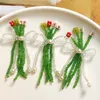 Charms 1 pçs Pastoral Color Tassel Bow Bouquet Diy Hand-woven Frisado Hairpin Acessórios de cabelo Atacado Brincos Materiais.