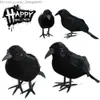 Decoração de festa Pequena simulação falso pássaro realidade Halloween modelo corvo preto decoração para casa animal horror brinquedo captura de olho peso leve Z230803