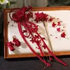 Hårklipp kinesisk brud Stick Valley Tassel Flower Red White Back Hoop Hairpin Women Party Wedding Accessories