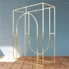 Decoração de festa Flone Arco de casamento Moldura de pano de fundo Estande Flor Brilhante Ouro Fundo Cuboide Adereços Arcos chapeados