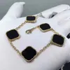 designer armband klaver armband designer sieraden armbanden ontwerper voor vrouwen Luxe merk klavertje vier 18K gouden agaat armband voor bruiloft sieraden geschenken