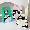 Marsupi Cartoon Cute Panda Flower Borsa a tracolla lavorata a maglia Borsa da polso portatile versatile per le donne