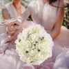 Fleurs décoratives mariée mariage jeter Bouquet avec des Bouquets de ruban de soie pour la cérémonie de la mariée Po Prop décor