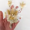 Dekorativa blommor 6st/set torkad blommor Corsage Mini Baby's Breath Natural Small Bouquet Man Boho Style Rustic Vintage Wedding Decor