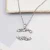 20style Channel Designer Brand Double Letter Necklaces Chain Gold Plated Diamond Rhinestone Pearl Sweater Newklace for Women Wedding Jewerlry