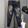 Mäns jeans avsmalnande grafiska jeans för män med tryck Hip Hop Motorcykel Mens Cowboy Pants Boot Cut Summer High Quality Straight XS Byxor 230803