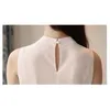 Women's Polos Blusas Summer Tops Women Blouses Femme Blouse Mujer De Moda 2023 Verano Sleeveless White Chiffon Shirt E770