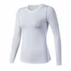 Camicie attive Base Layer Fitness Camicia sportiva Quick Dry Donna Maniche lunghe Top Palestra Jogging Lady T-shirt Allenamento allenamento Abbigliamento Yoga bianco