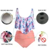 Women's Swimwear Women's Push Up Pink Floral Oversize Tankini High Waist Tummy Control Swimwear 2 Pieces Sweet Beach Bathing Suit Set 230803