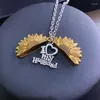 Colares com Pingente Moda Medalhão Aberto Colar de Girassol Boho Jóias Liga Amante Marido Esposa Presentes Acessórios