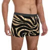 Cuecas Masculinas Elegantes Metálicas Douradas Zebra Preta Estampadas Cuecas Com Textura De Pele De Animal Cuecas Boxer Shorts Calcinha Homme Plus Size