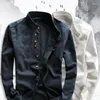 Camicie casual da uomo Camicia da uomo in cotone e lino Formale retrò stile cinese Manica lunga Collo alla coreana Abbigliamento morbido e confortevole 7XL
