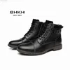 Laarzen BHKH Heren Laarzen Winter Mode Botines Rits Riem Enkellaars Vintage Zakelijke Jurk Schoenen Lederen Casual Schoenen Z230803