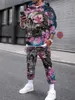 Herrspårar för mäns 2 -stycken Hoodie Set Flowers Skeleton Print Tracksuit Vintage Outfit Casual Stylish Suit Bekväma dagliga kläder med Hat J230803