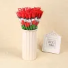 30 pièces / lot Simulation Rose Fleur Unique Roses Rouges Dessin Animé Ours Avec Un Autocollant En Forme De Coeur Cadeau Saint Valentin Cadeau Fête Des Mères LL