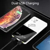 Wireless Chargers 20000mAh Power Bank Dual USB Charging Portable External Battery Pack for iPhone Samsung Xiaomi Huawei Powerbank with LCD Screen x0803