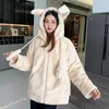 Women's Fur 2023 Chic Ears Hooded Faux Coat Thicken Warm Autumn Winter Casual Long Sleeve Female Imitation Jacket