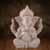 Dekorativa föremål Figurer Vilead Sandstone Indian Ganesha Elephant God Statue Religious Hindu Fengshui Buddha Sculpture Shop Office Dekoration Hantverk 230802