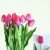 Kwiaty dekoracyjne 46 cm gałąź Tulip Tulip sztuczny kwiat pu lateksowy Bukiet prawdziwy dotyk na ślubne wieńce ogrodowe