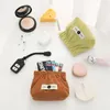 Cosmetic Bags Cloth Mini Bag Self-closing Corduroy Leaf Spring Automatic Closed Flower Lipstick Storage Earphone