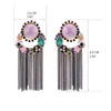 Dangle Earrings Fashion Handmade Tassels Drop Gold Plating With Crystals Beaded Statement Multicolor Ear-ring Eardrop Bijoux