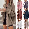 Autumn New Womens Jacket Coat Fashion Casual Lapel Pocket Stitching Oregelbundna skjorta Jackor Kvinnor