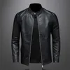 Motorcykelkläder 2022 Autumn Fashion Trend Coat New Slim Stand Collar Motorcykel läderjacka Män pu stilig topp m5xl män jacka x0803