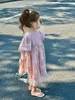 ガールSドレス2023春の女の女の子ピンクプリンセススパンテスパフスリーブボールガウン子供バースデーパーティードレス230802