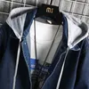 Trench da uomo primavera e autunno giacche di jeans con cappuccio stile coreano uomo solido cappotto lungo Jean casual uomo