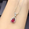 Pendant Necklaces Bright Red Pear Cubic Zirconia Wedding Necklace For Women 2023 Luxury Fashion Engagement Anniversary Party Jewelry