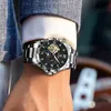 Armbandsur Glenaw Mechanical Watches Nine Oclock Design Vattentät rostfritt stål Strap Watch for Man Kalender 230802